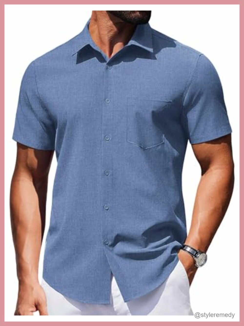 Men's Wrinkle Free Short Sleeve Casual Button Down Shirt Lightweight Summer